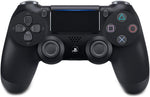 Official Sony PlayStation 4 DualShock 4 V2 Wireless Controller in Jet Black, front view showing the analogue sticks, touchpad, D-pad and PlayStation buttons.