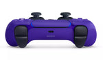 Top view of the Sony PlayStation 5 DualSense Galactic Purple wireless controller, showing the L1 and R1 shoulder buttons, L2 and R2 triggers, USB-C port and purple casing.