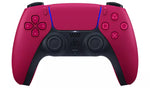 Official Sony PlayStation 5 DualSense Wireless Controller in Cosmic Red, front view showing red casing, black analogue sticks, touchpad and PlayStation buttons.