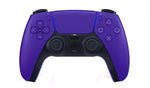 Official Sony PlayStation 5 DualSense Wireless Controller in Galactic Purple, front view showing the deep purple casing, black analogue sticks, touchpad and PlayStation buttons.