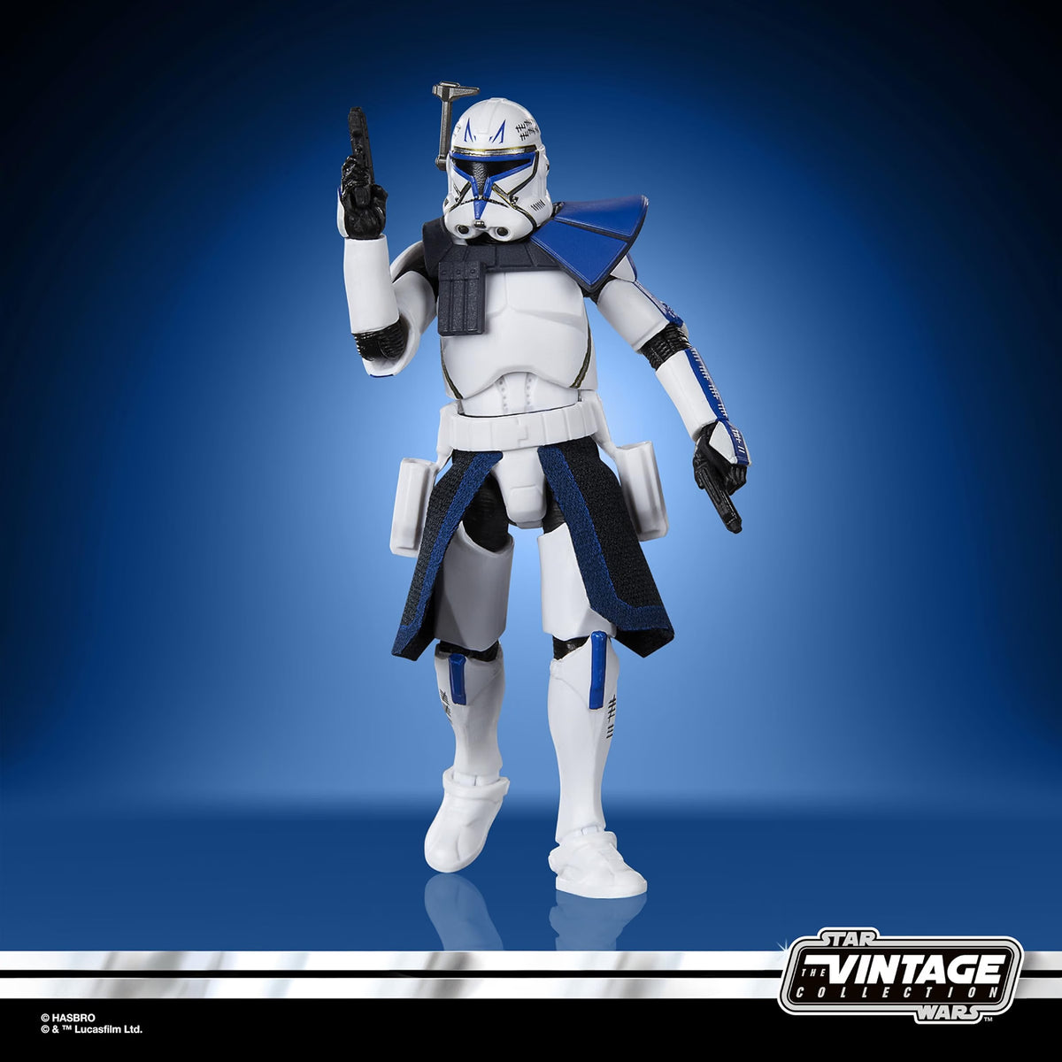 Clone Commander Rex Bracca Mission action figure posed with dual blasters and helmet from The Vintage Collection