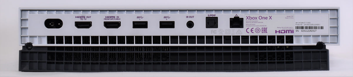 Rear ports of Microsoft Xbox One X Hyperspace Special Edition console